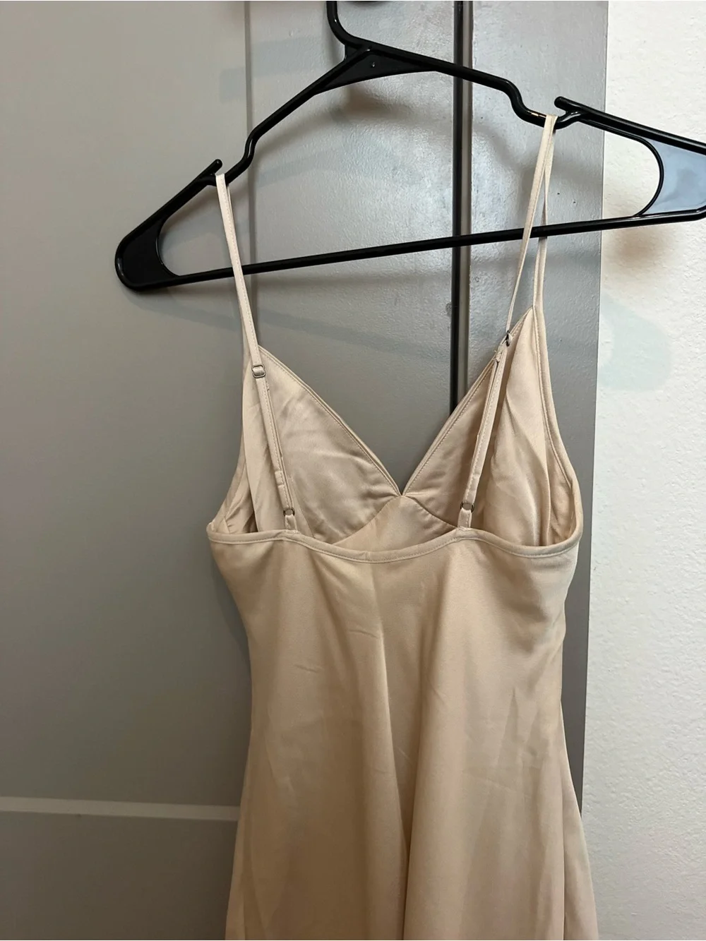 Abercrombie & Fitch Satin Slip Maxi Dress in Champagne Beige
